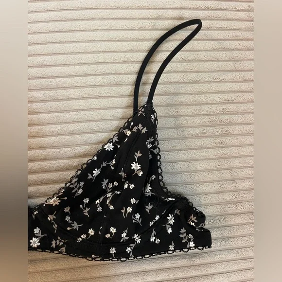 H&M Black Floral Bralette with Loop detailed Spaghetti Strap - Picture 4 of 6